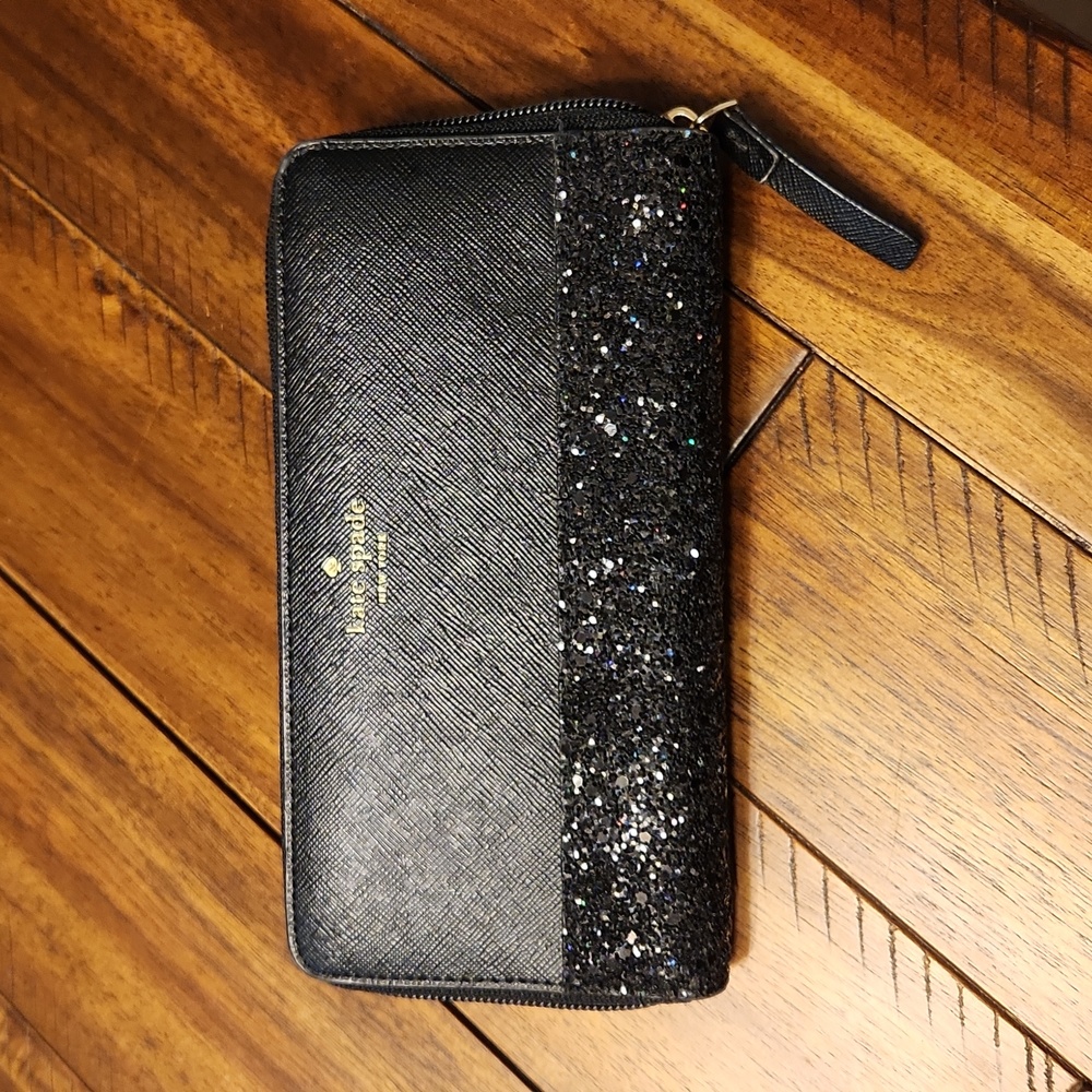 Kate Spade Neda Greta Court Black Glitter Wallet